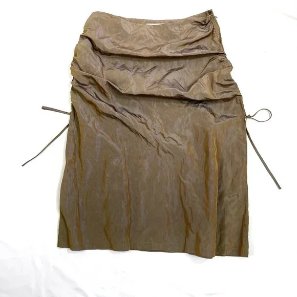 Zelda metallicTaffeta Made in USA Side Drawstring rushed skirt 6 - Picture 12 of 14